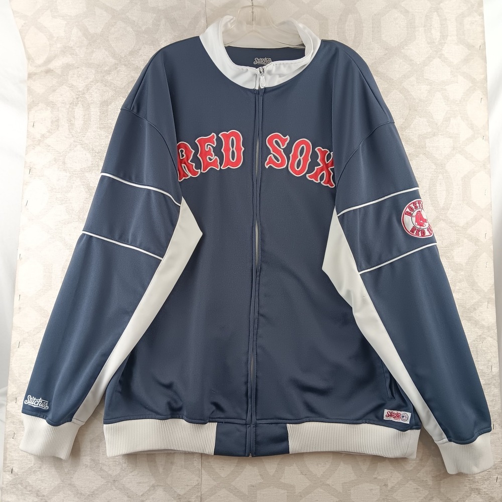 Stitches Boston Red Sox Fleece Jacket Mens Extra Large Blue White Full Zip